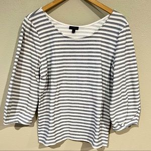 Talbots Gray and White Striped Blouse